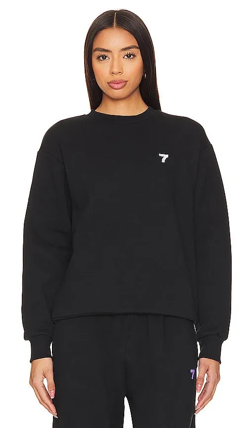 7 Days Active Organic Crewneck Sweatshirt in Black