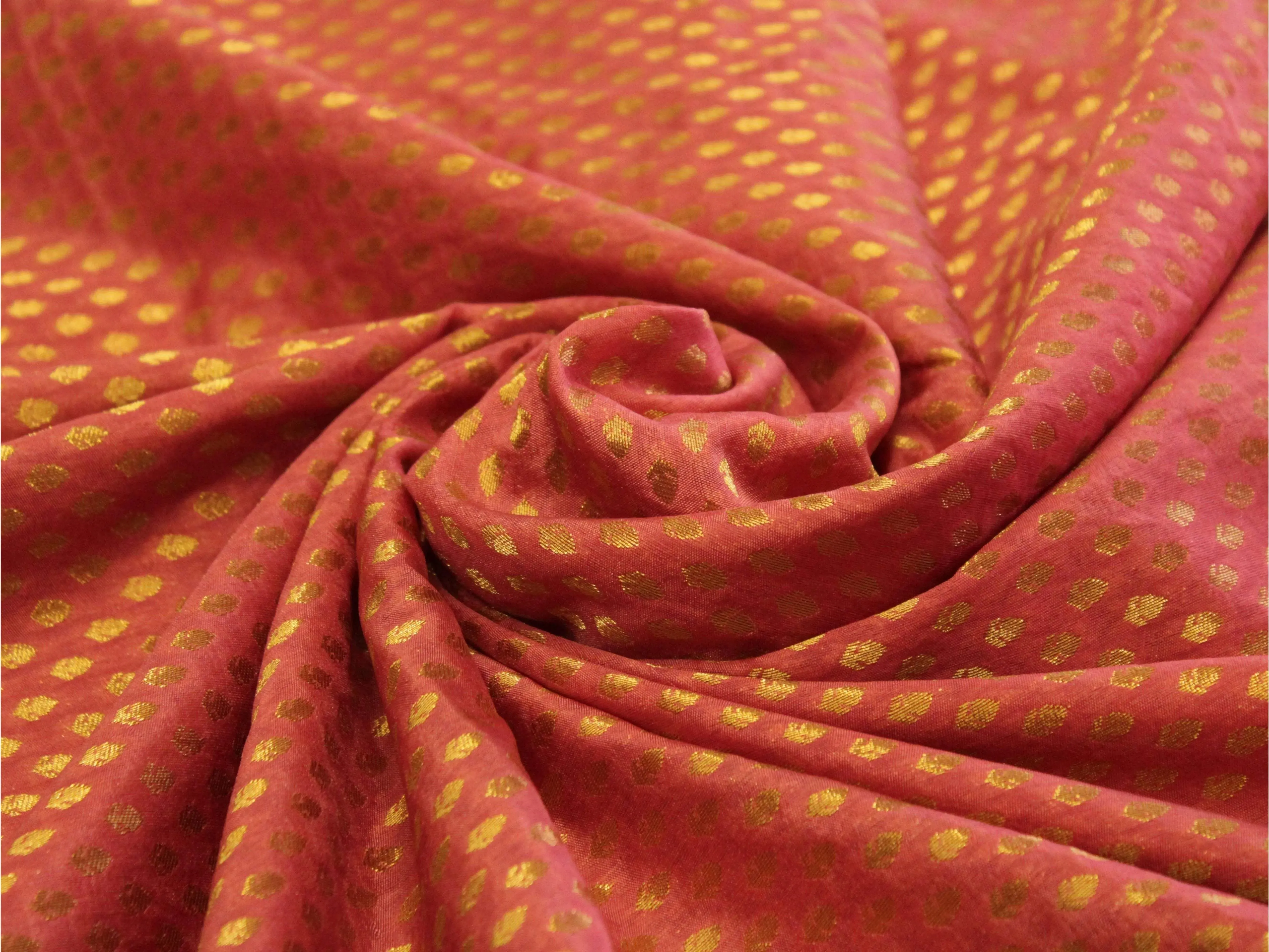 Banarasi Brocade Fabric - Onion Pink