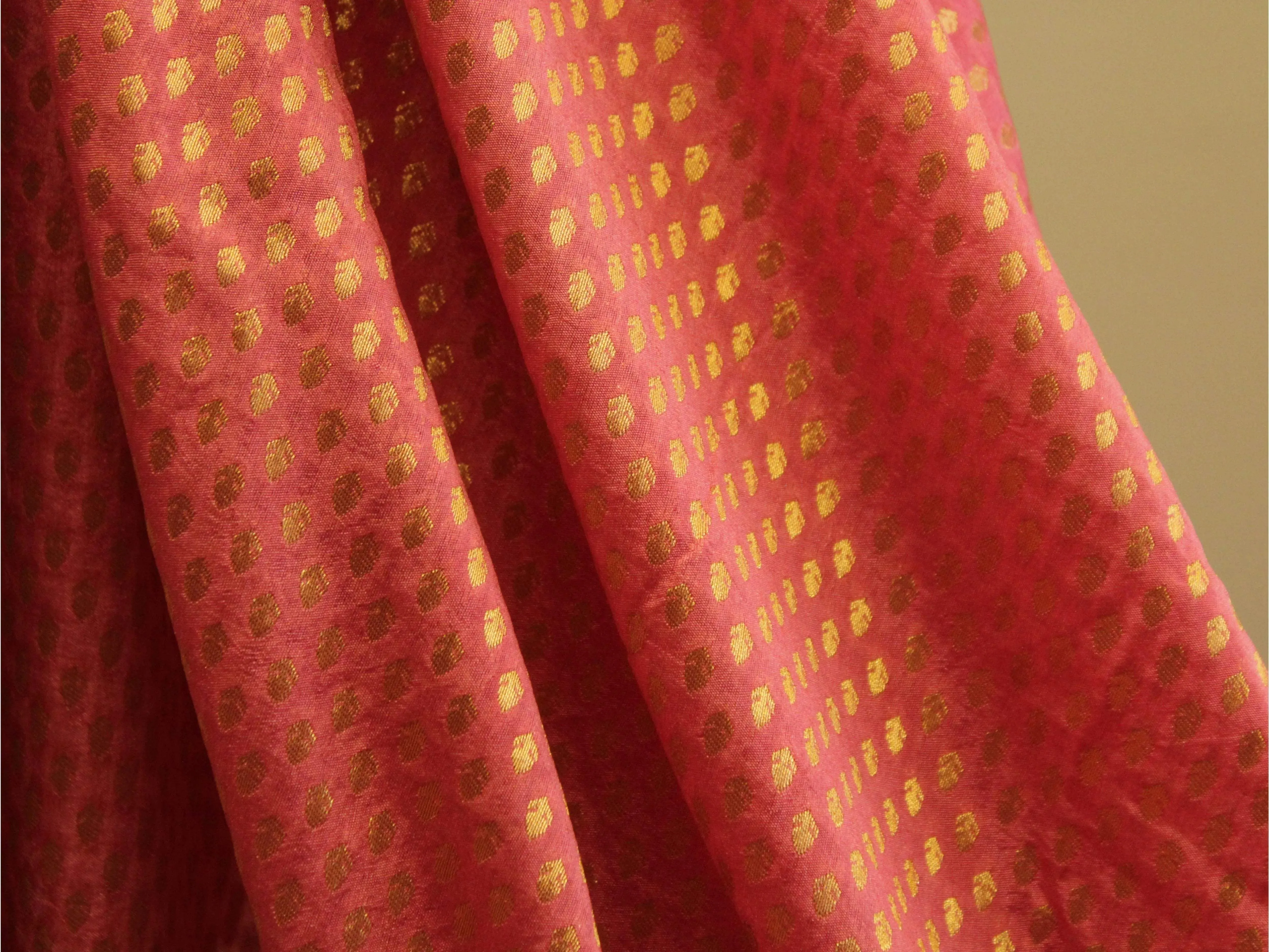 Banarasi Brocade Fabric - Onion Pink