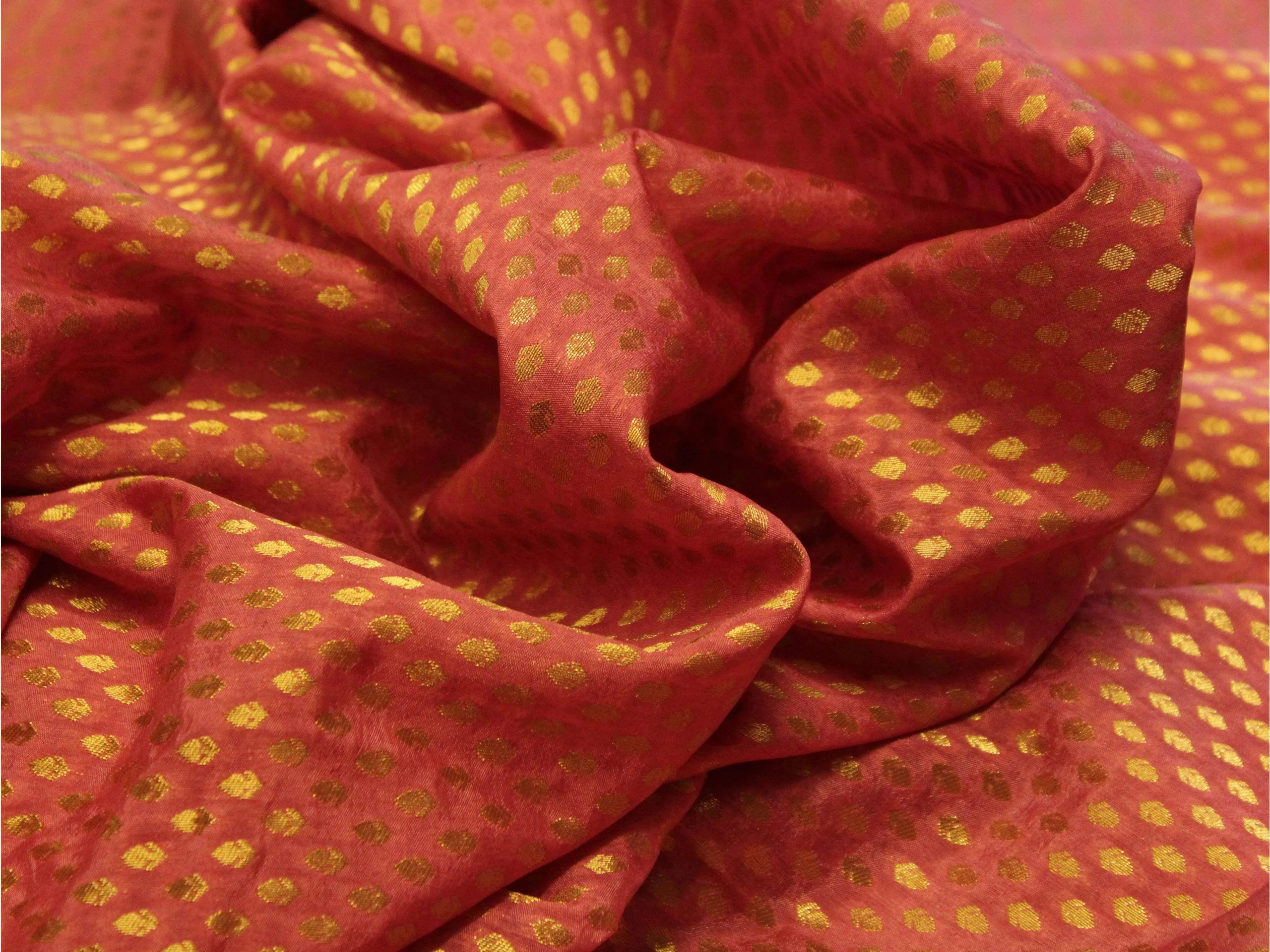 Banarasi Brocade Fabric - Onion Pink
