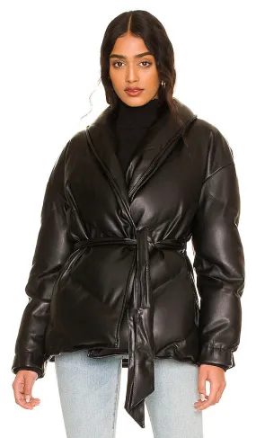 BLANKNYC Tie Waist Puffer in Black