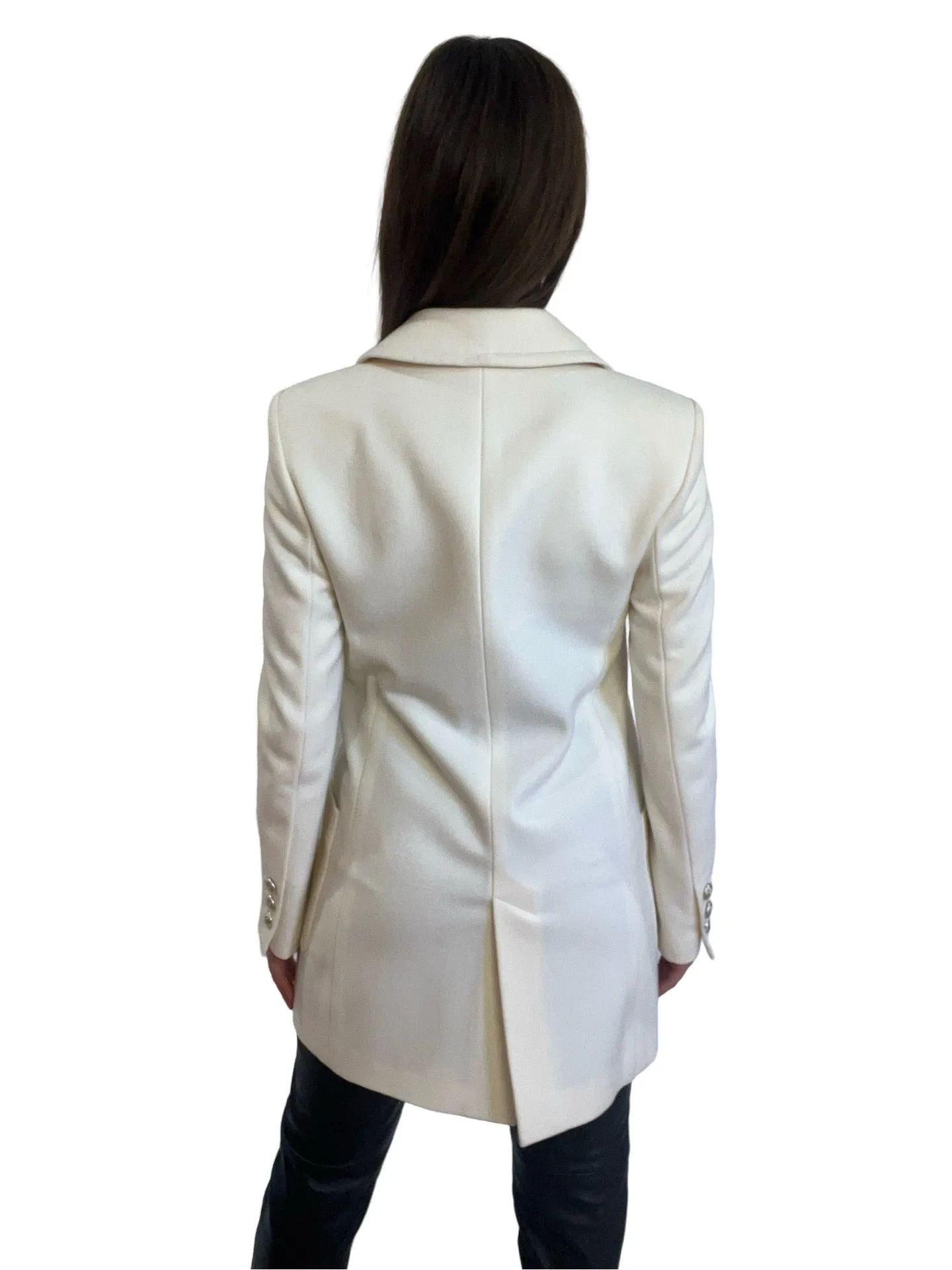 Chanel Cream Wool CC Button Double Breasted Coat. Size: 36
