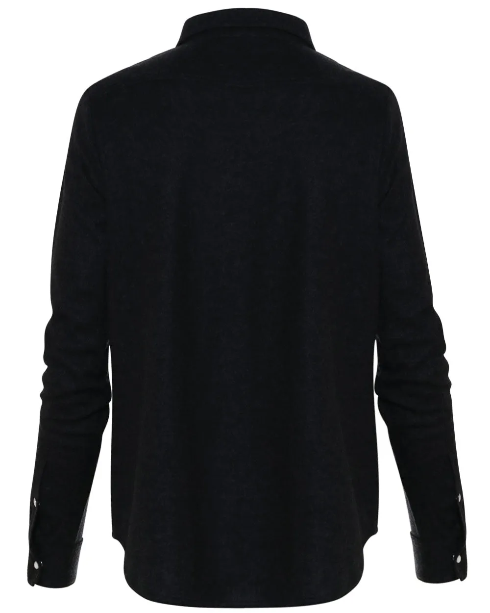 Charcoal Grey Cashmere Blend Snap Front Overshirt