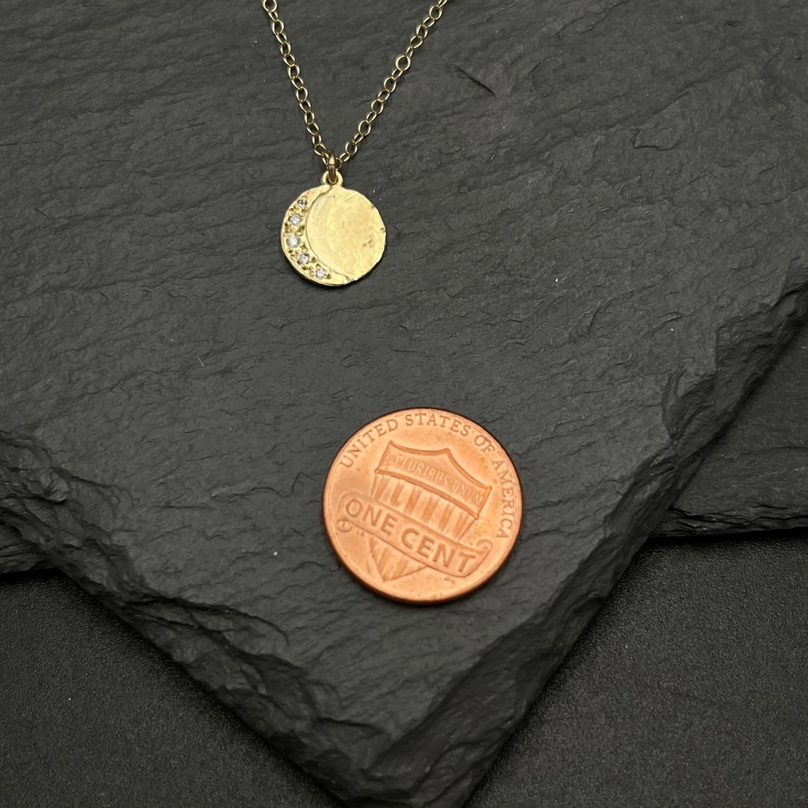 Diamond and Gold Moon Necklace