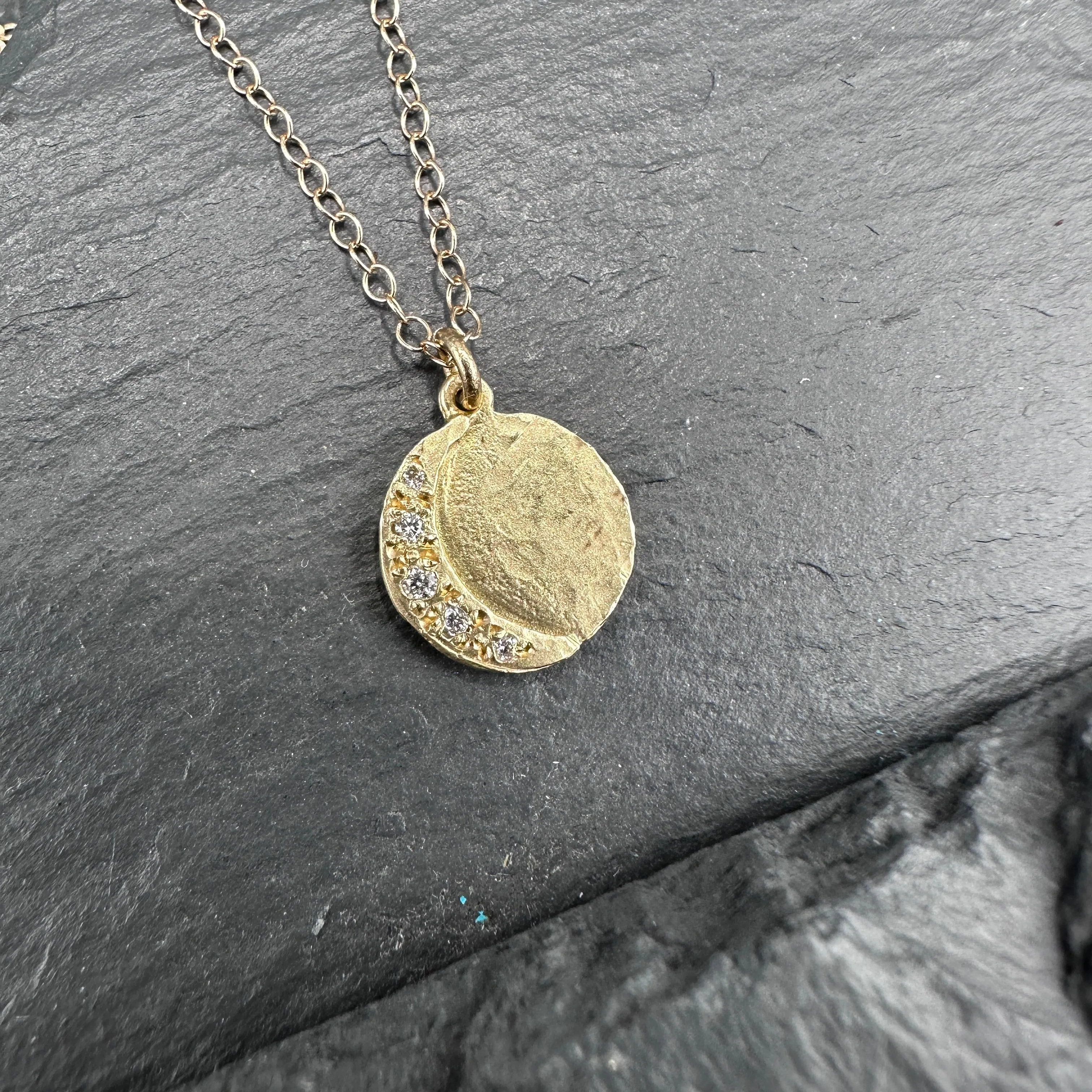 Diamond and Gold Moon Necklace