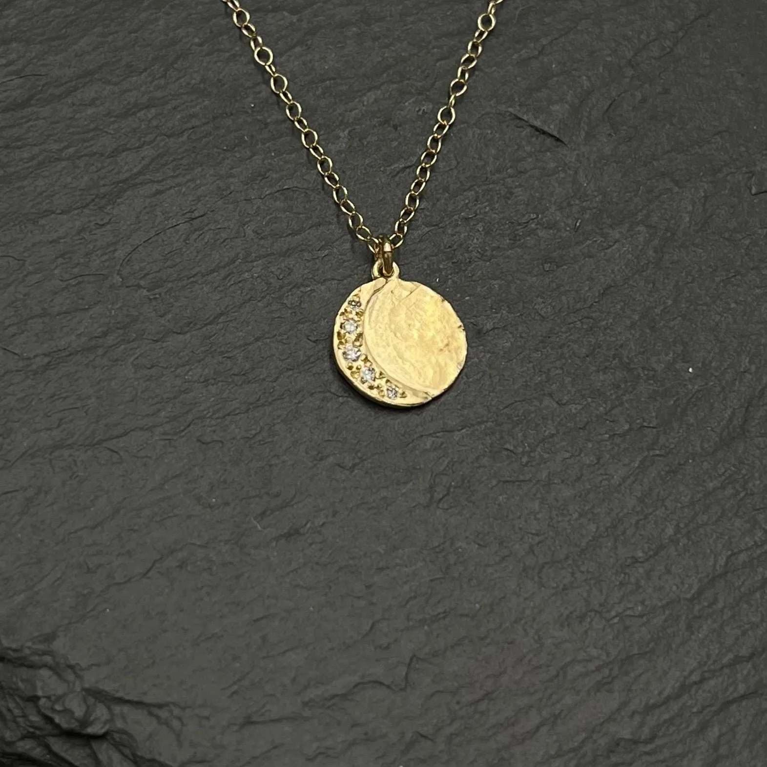 Diamond and Gold Moon Necklace