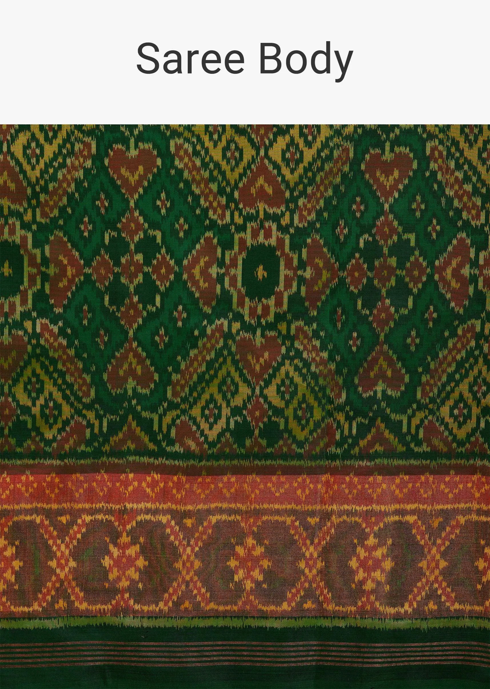 Jade Green Saree In Silk With Ikat Weave Patola Work