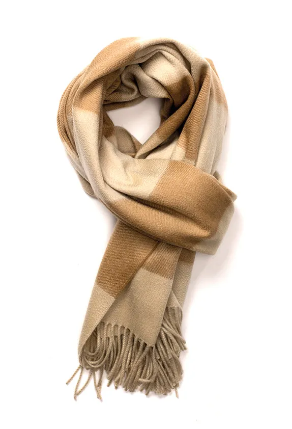 Joshua Ellis Cream Classic Stripe Cashmere Stole