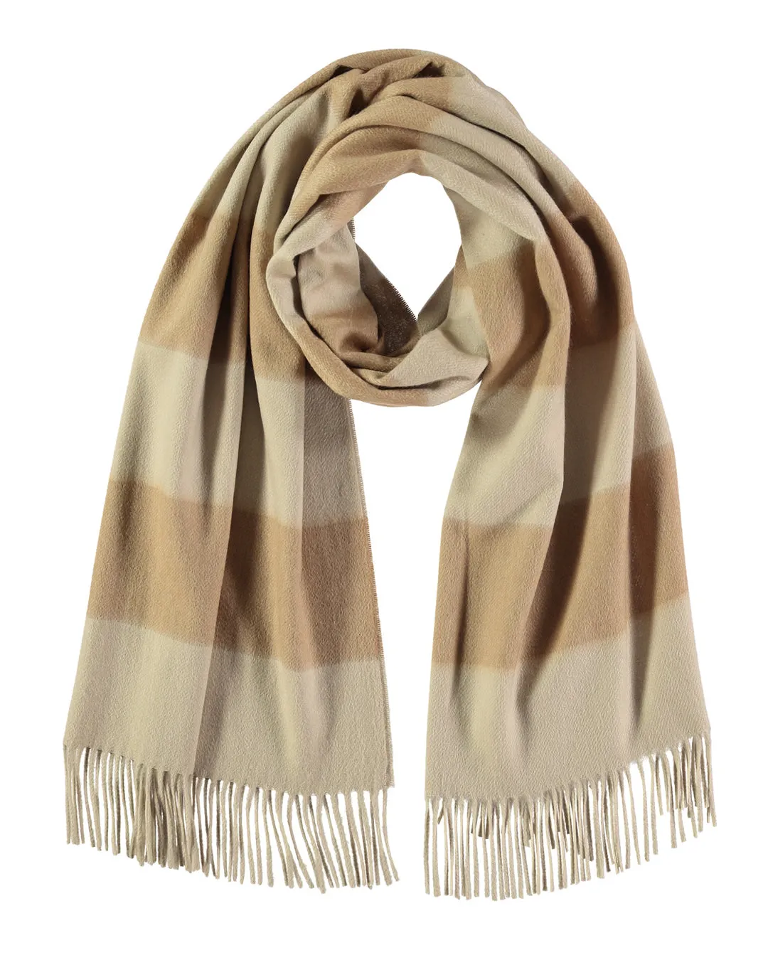 Joshua Ellis Cream Classic Stripe Cashmere Stole