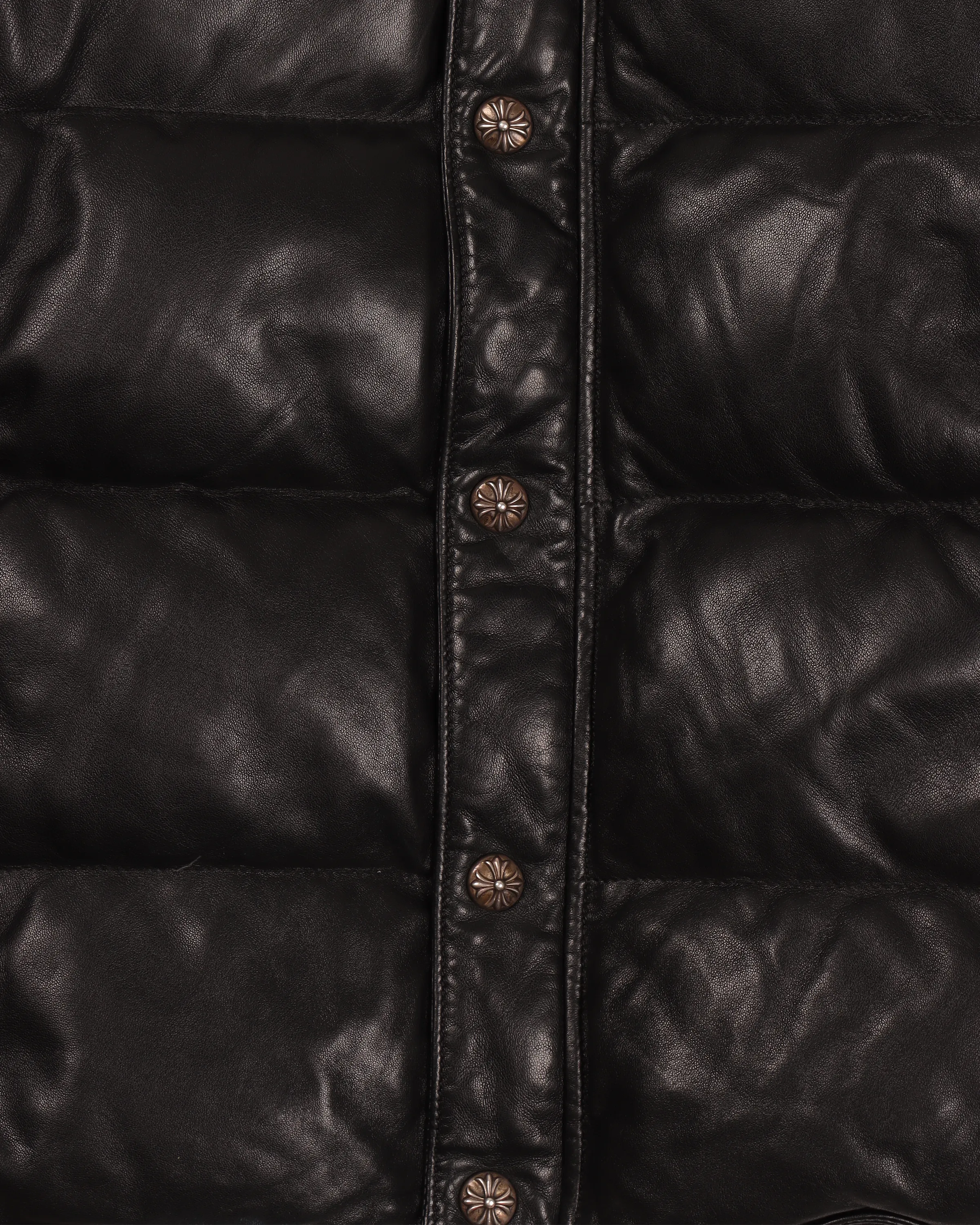 Leather Puffer Jacket w/ Dagger Hardware