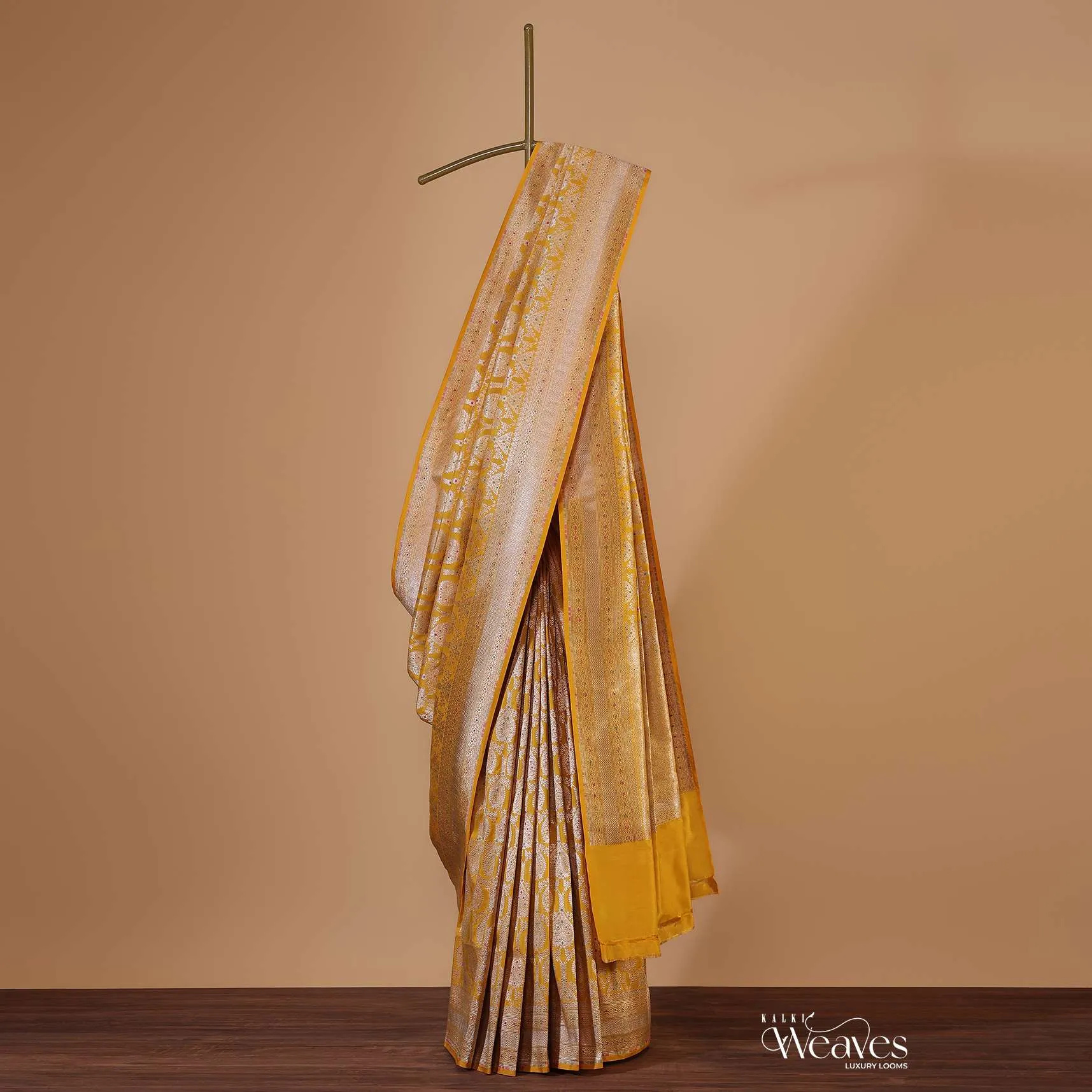 Mustard Yellow Uppada Silk Saree Meenakari Butta Jaal Weave