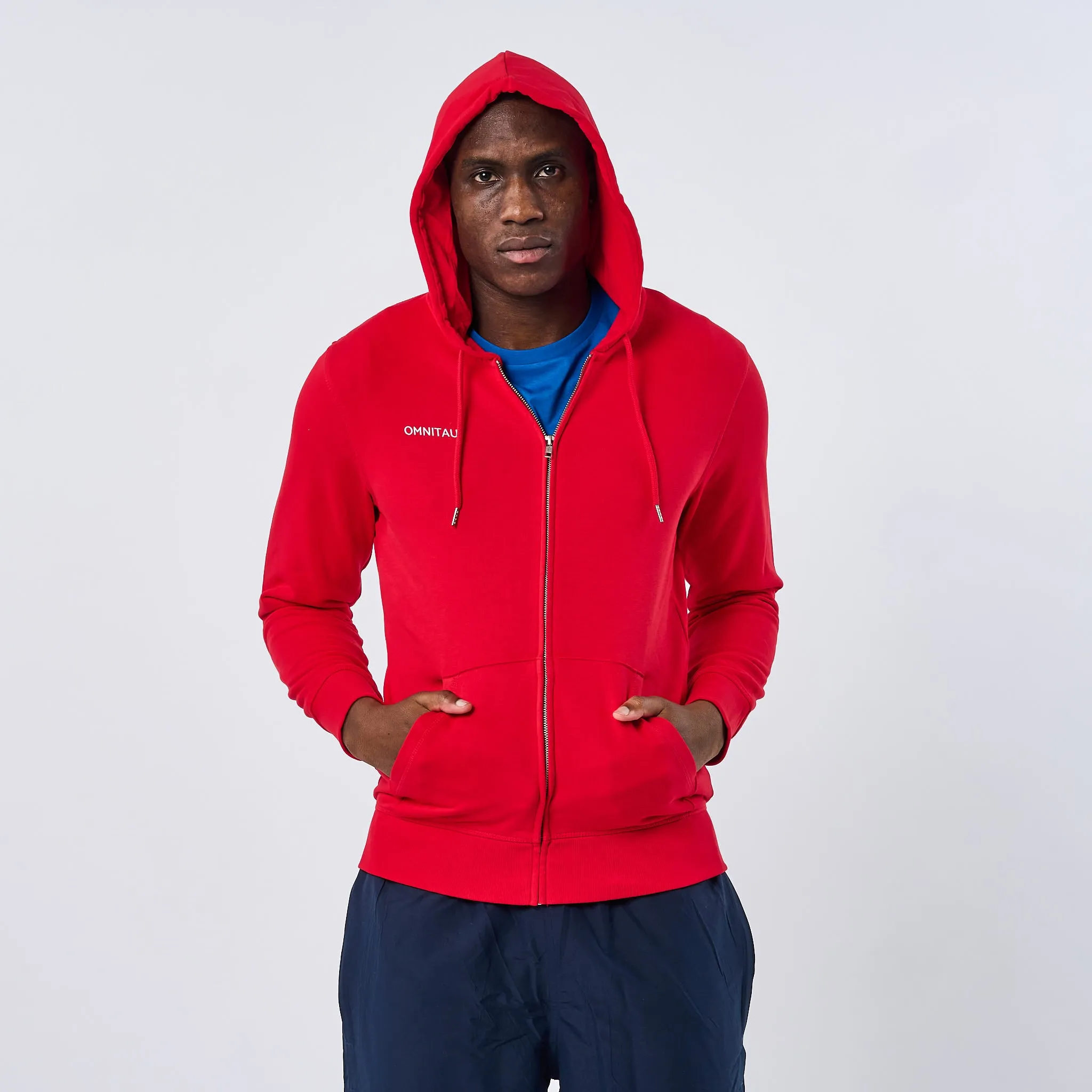 Omnitau Adult's Team Sports Organic Cotton Full Zip Hoodie - Red