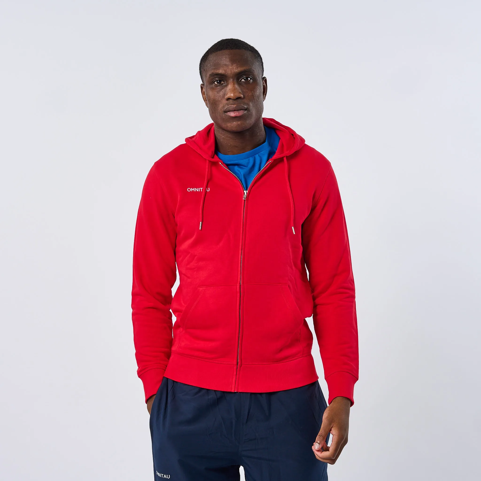 Omnitau Adult's Team Sports Organic Cotton Full Zip Hoodie - Red