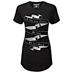 Open-Back Top | Fact | Cut-Out Embroidered Goth Black Relaxed Fit Top