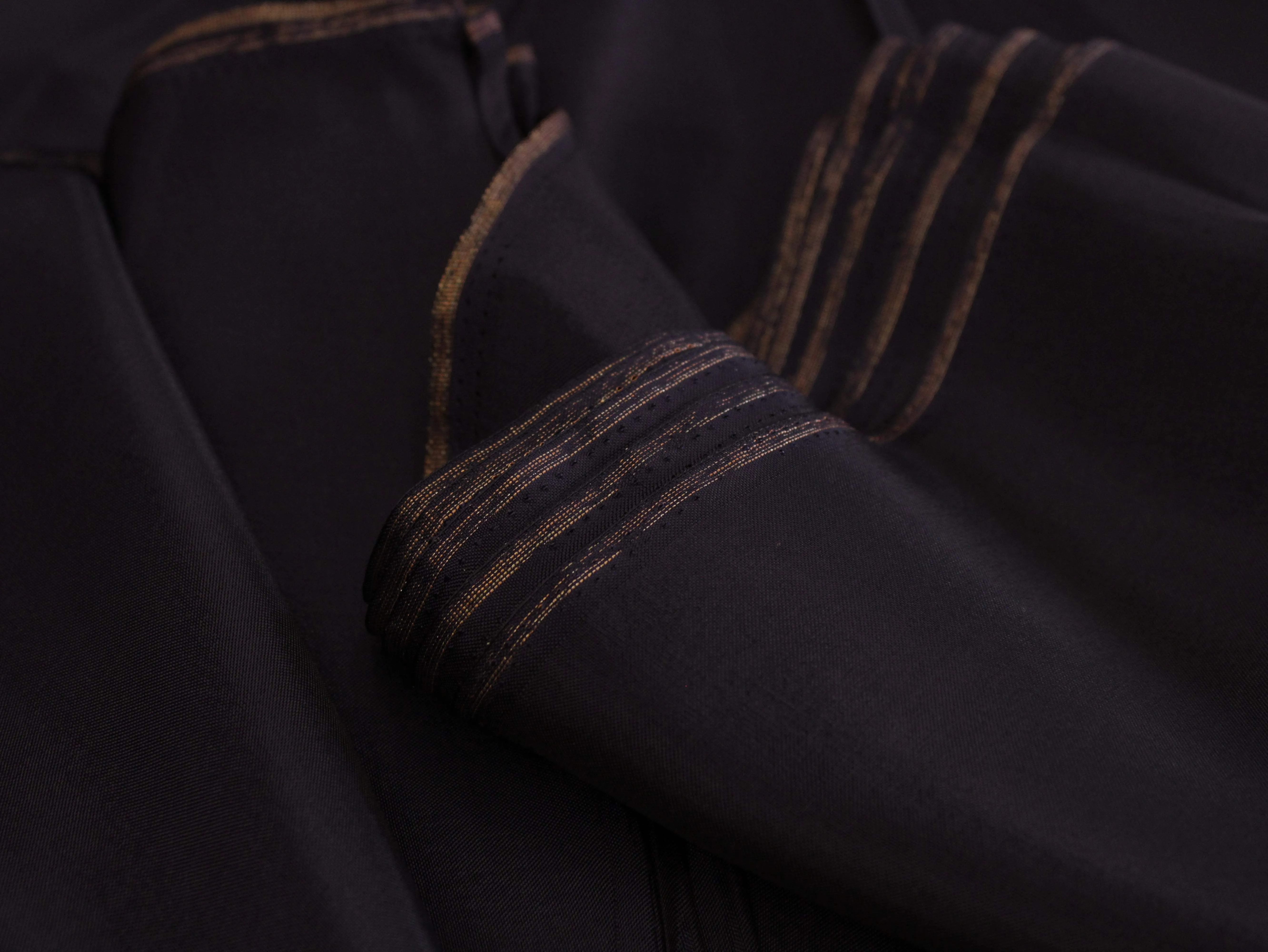 Plain dyed Upada Silk Fabric - Navy Blue