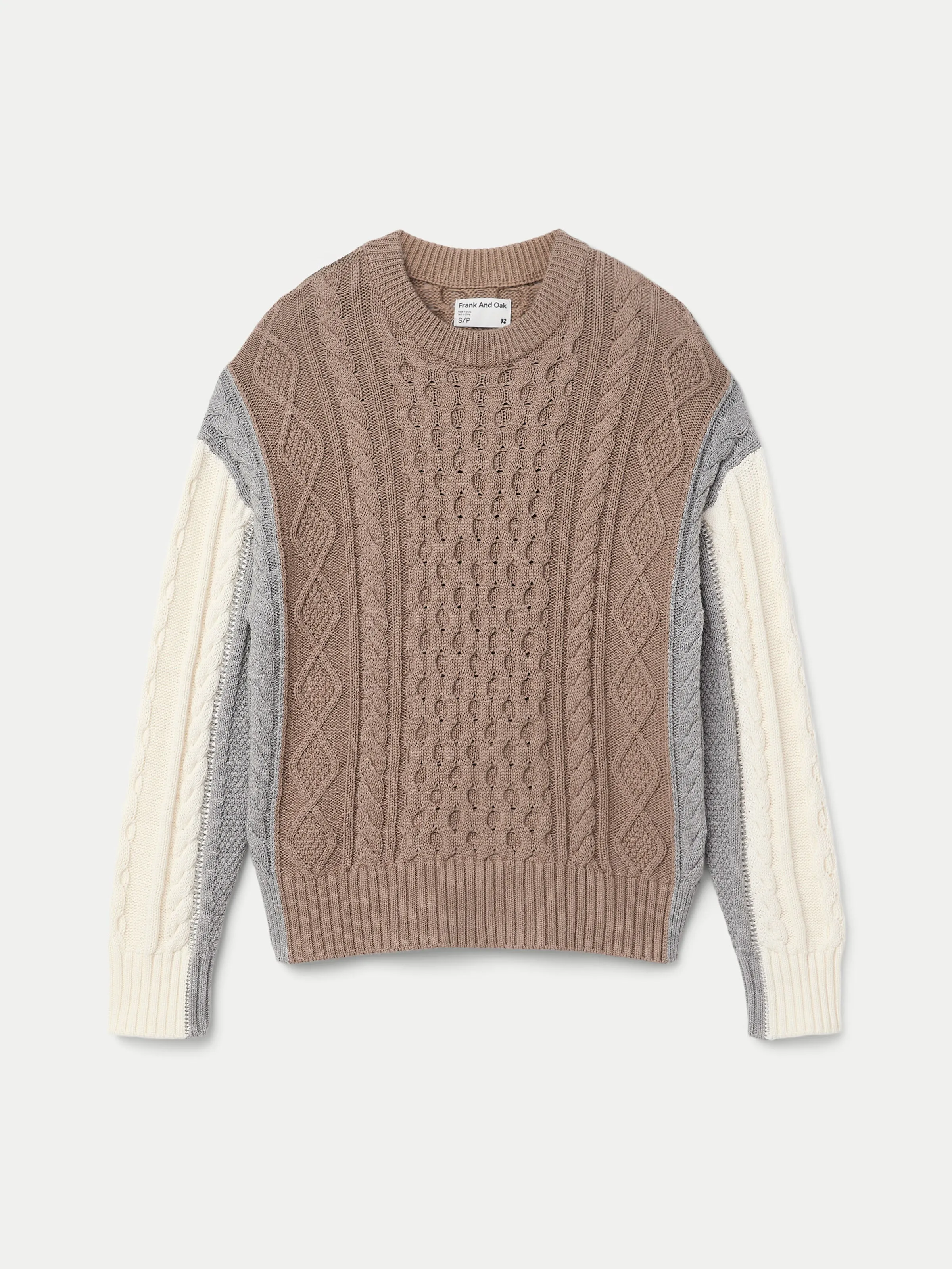 The Colour Block Cable Sweater in Blue